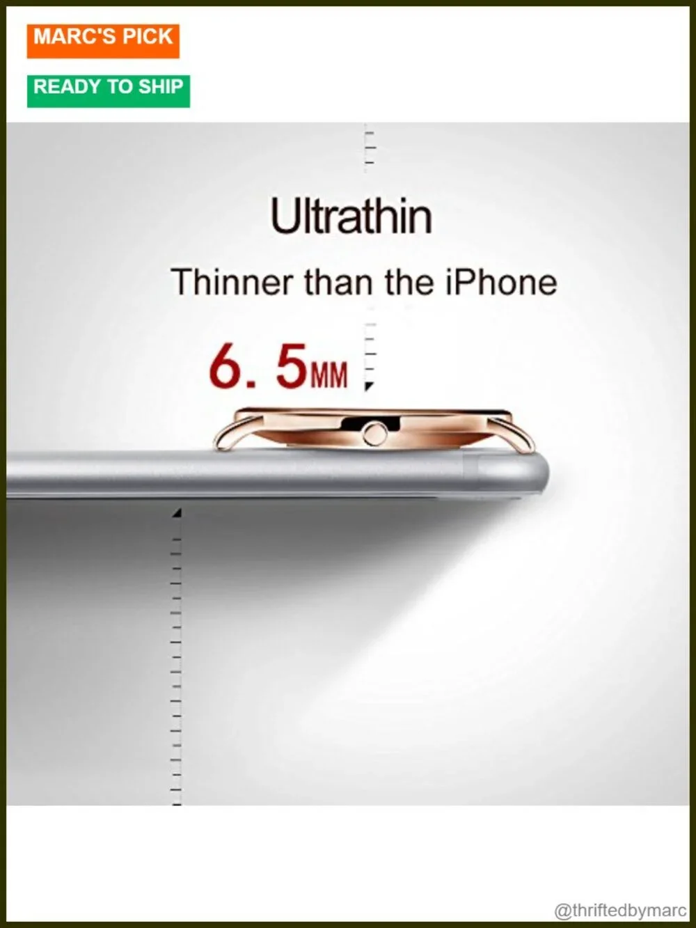 Ultra Thin Leather Watch for Men Dress Casual Minimalist Quartz Analog